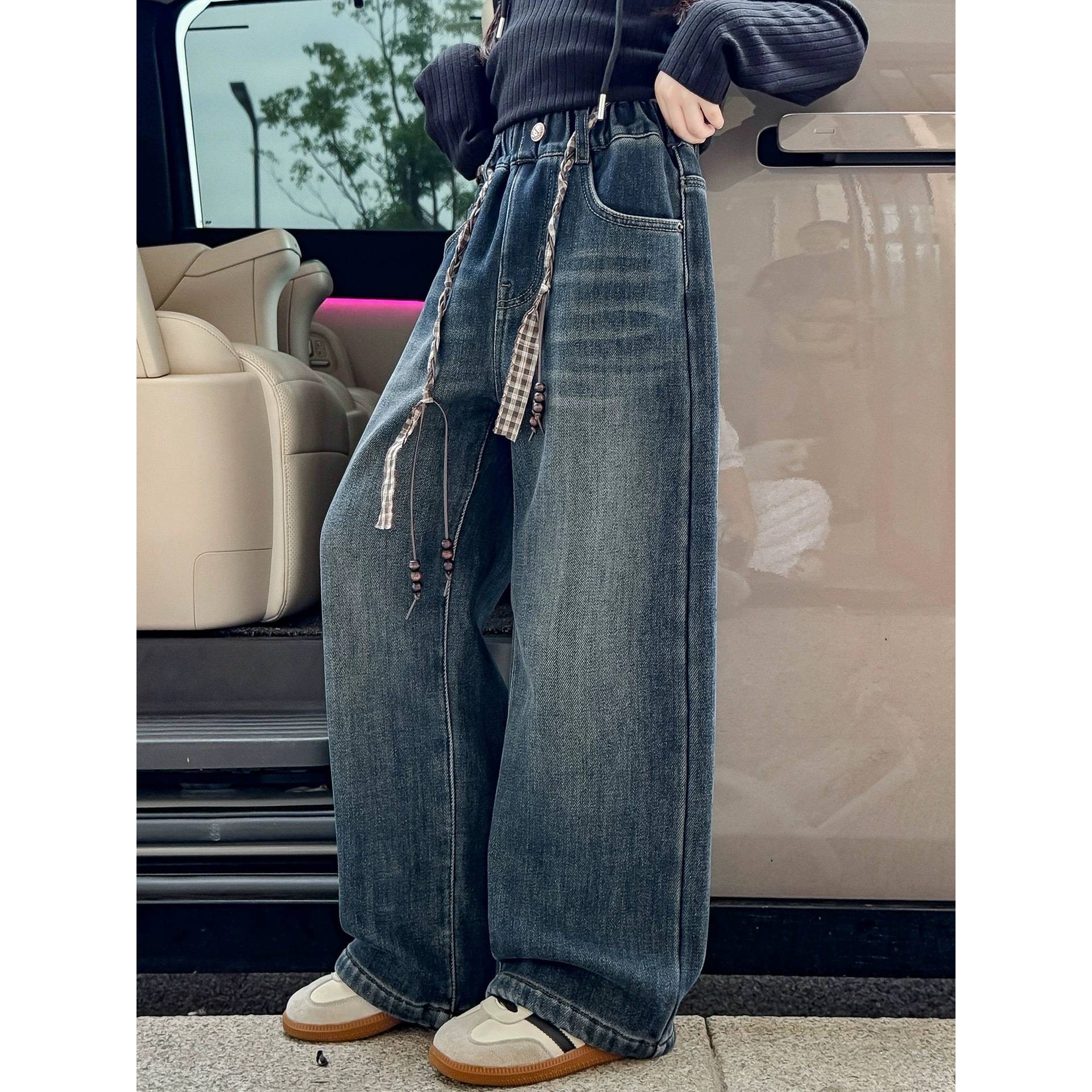 专柜品牌女童加绒裤子2025新款超好看的儿童一体绒阔腿裤秋冬女大,童装/婴儿装/亲子装,儿童牛仔裤,淘宝优惠券,粉丝福利购,淘宝优惠卷