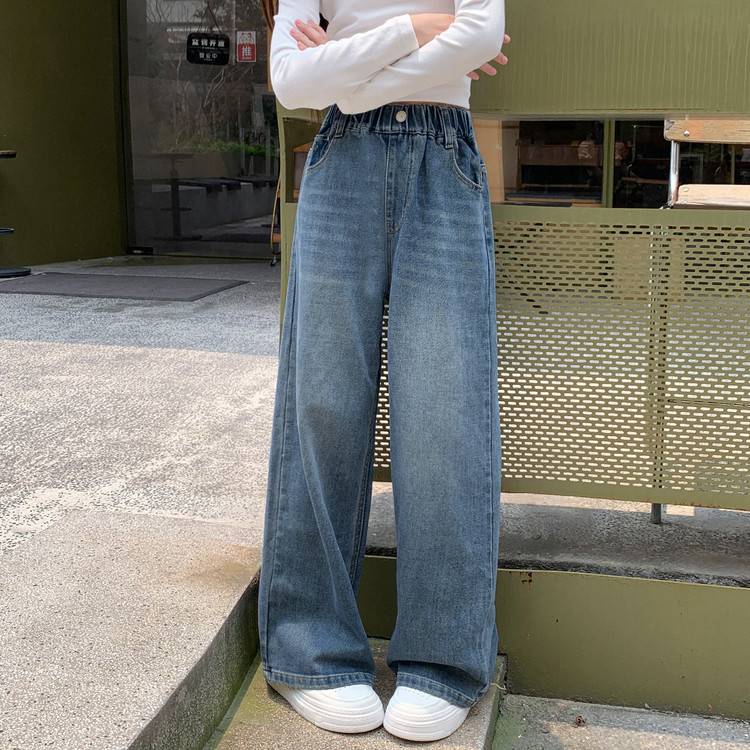 专柜品牌女童裤子2026春秋长裤纯色中大童洋气阔腿裤潮流女宝阔腿