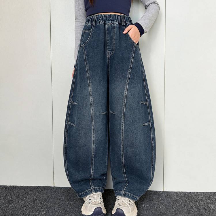 专柜品牌女童秋季裤子2026新款洋气儿童女孩宽松阔腿秋装女大童弯