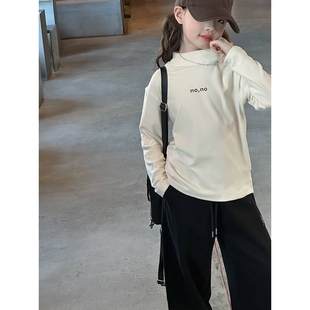 专柜品牌女童T恤秋冬装韩系穿搭女大童保暖上衣女孩初中生内搭德
