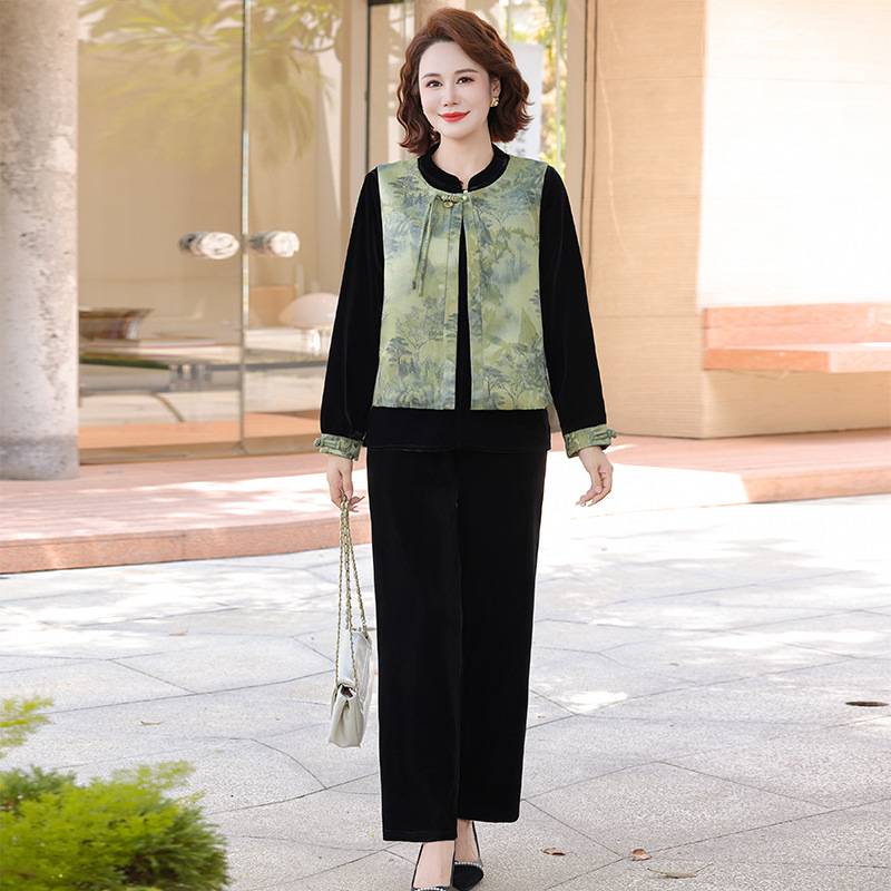 专柜品牌妈妈春秋款中国风套装中老年女装2026新款时尚气质马甲内