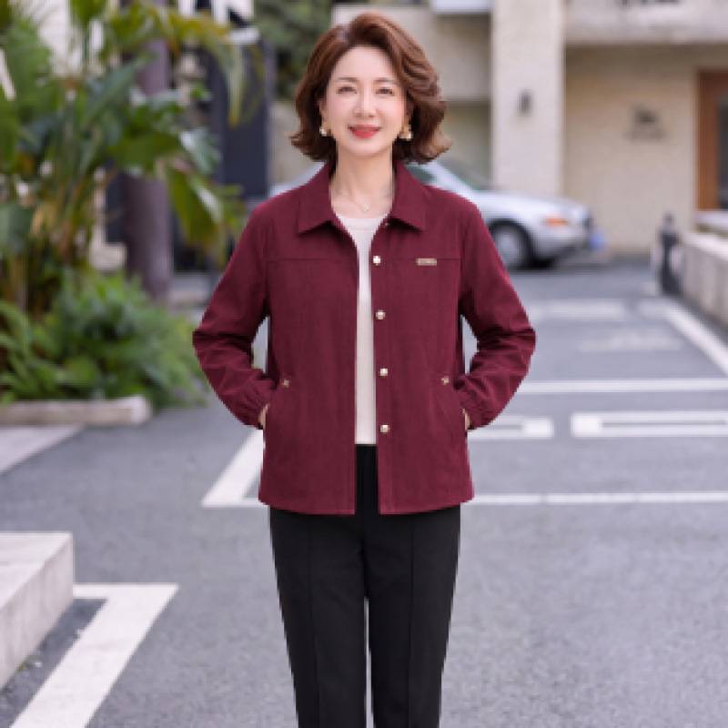 专柜品牌秋季时尚妈妈春秋休闲中年短款外套新款宽松洋气显瘦百搭