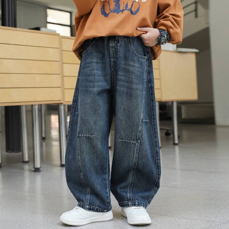 专柜品牌男童秋款牛仔裤春秋2026新款中大童春装休闲阔腿裤儿童百