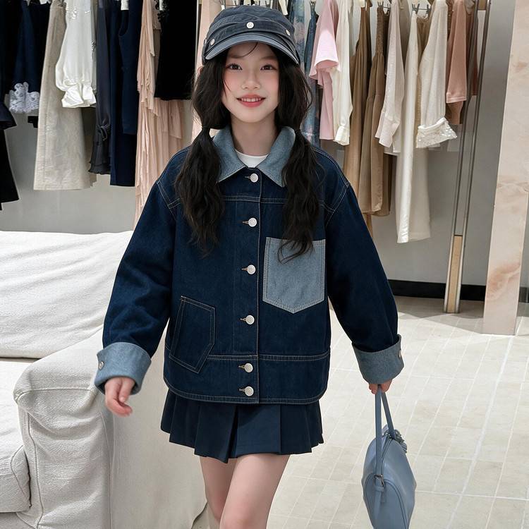 专柜品牌女童秋装牛仔外套2026新款洋气女大童春秋季休闲夹克儿童