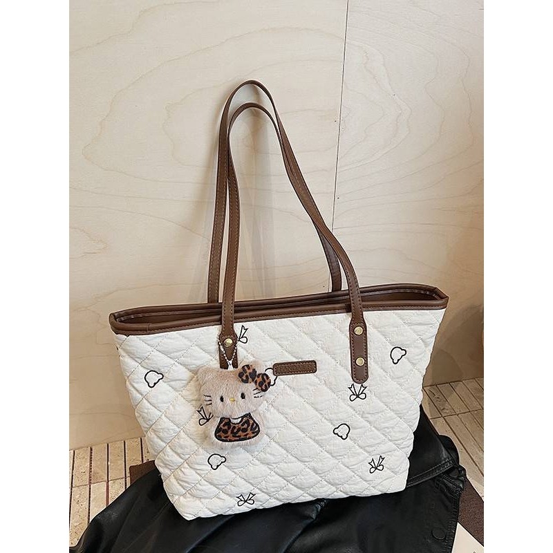 专柜品牌2025秋冬新款菱格绣线大容量女生课班通勤包休闲百搭单肩,箱包皮具/热销女包/男包,托特包,淘宝优惠券,粉丝福利购,淘宝优惠卷