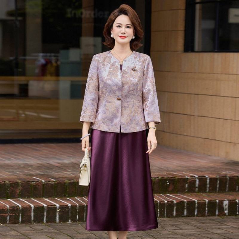专柜品牌喜妈妈秋装婚礼服套裙阔太太婚宴装连衣裙中老年女装大气