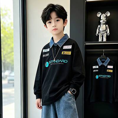 专柜品牌男童秋装polo衫卫衣春秋款2026新款中大儿童男孩秋季运动