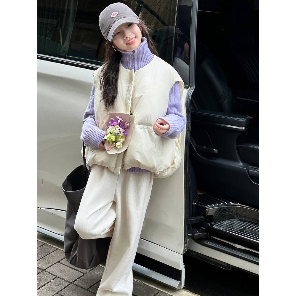 专柜品牌女童秋冬装套装2025新款韩版中大童高领毛衣加棉马甲冬款,童装/婴儿装/亲子装,羽绒马甲,淘宝优惠券,粉丝福利购,淘宝优惠卷