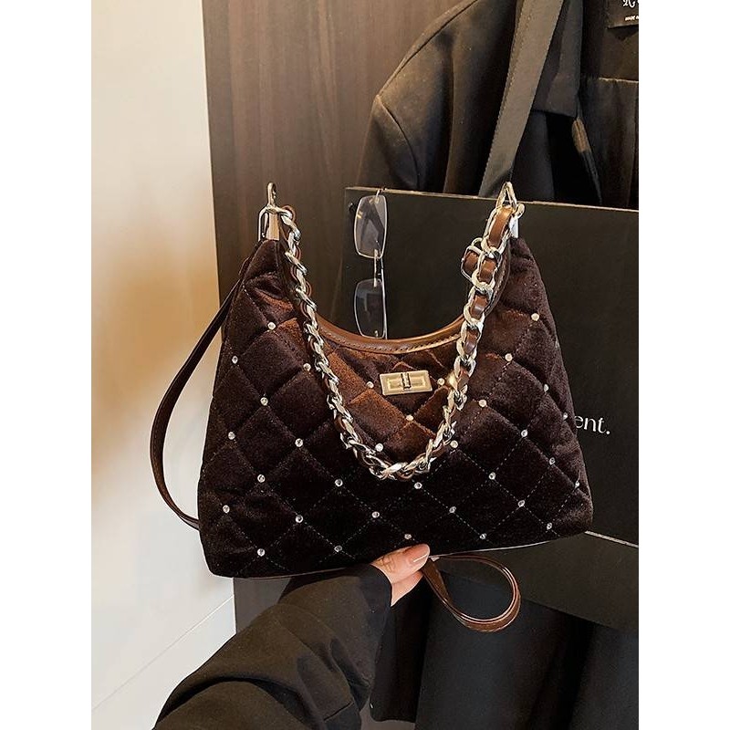 专柜品牌时尚菱格绣线链条单肩包包2025冬新款时尚百搭休闲高级感,箱包皮具/热销女包/男包,托特包,淘宝优惠券,粉丝福利购,淘宝优惠卷