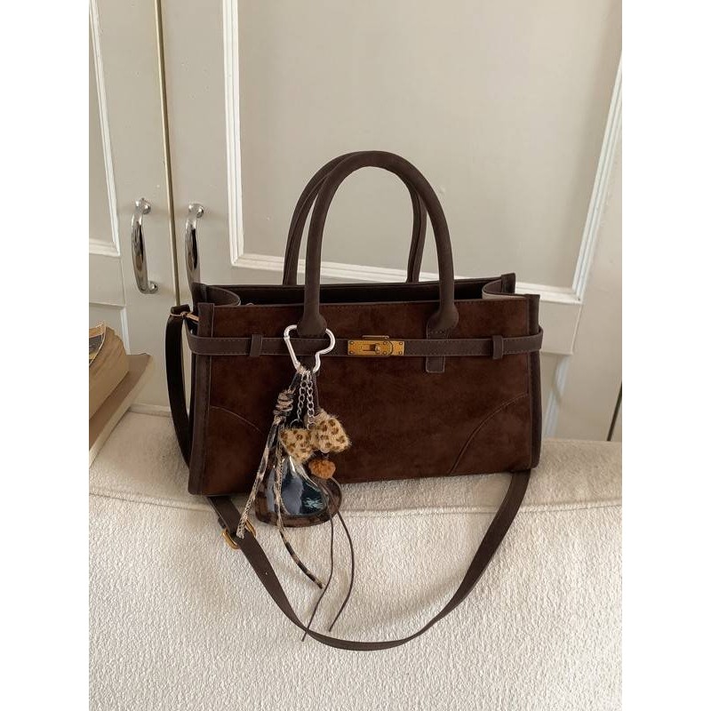 专柜品牌小众时尚油蜡皮手提公文包2025秋冬新款复古休闲单肩包高