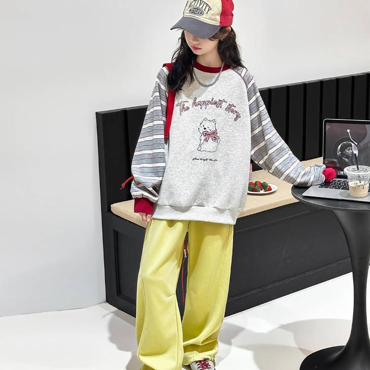 专柜品牌女童春秋款韩版休闲运动服套装儿童秋装女大童洋气时髦卫