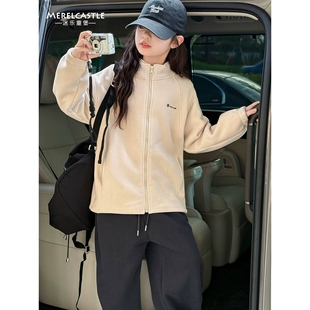 专柜品牌女童摇粒绒外套秋冬款2025新款女孩大童初中生冬季超好看