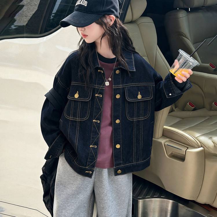 专柜品牌女童外套春秋款2026新款儿童洋气时髦时尚牛仔衣女大童秋