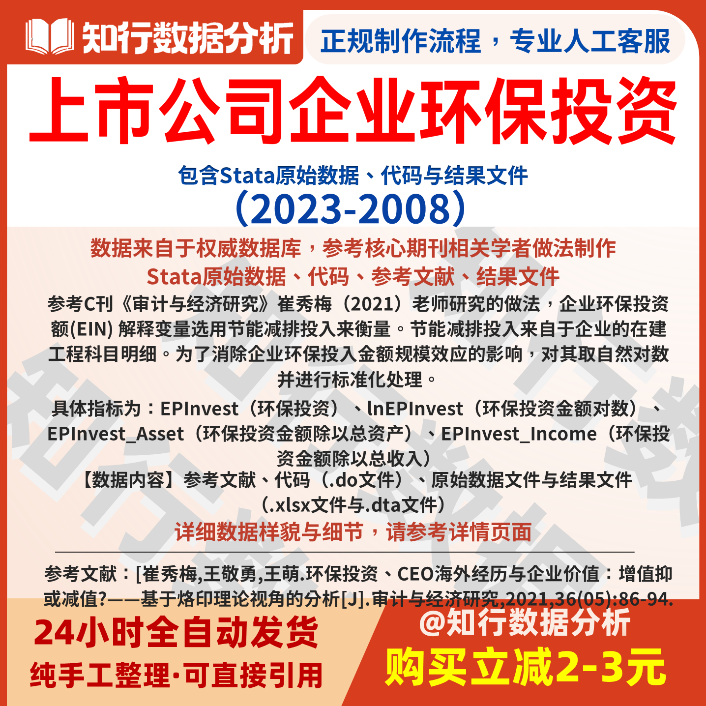 上市公司企业环保投资2023-2008包含原始数据、计算代码和结果