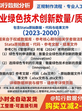 企业绿色技术创新/质量2023-2000包括原始数据、代码和计算结果