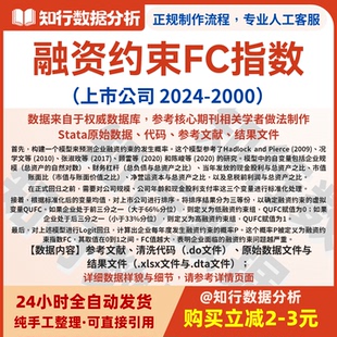 上市公司融资约束FC指数2024-2000包含原始、清洗代码与结果