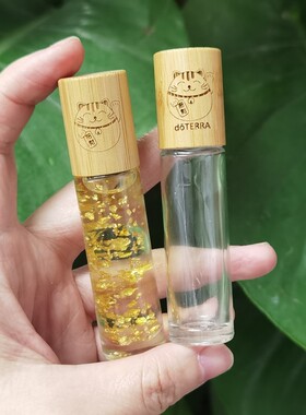 爆款招财猫金箔招财精油DIY滚珠瓶空瓶 可定制LOGO