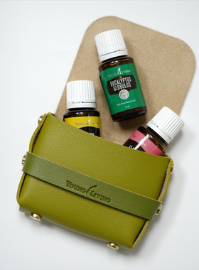 young living 悠乐芳精油收纳包便携迷你PU材质牛油果绿精油空包