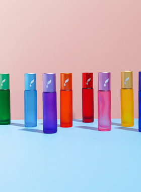 悠乐芳YOUNG LIVING精油分装彩色蒙砂加厚玻璃升级黑罩钢珠滚珠瓶