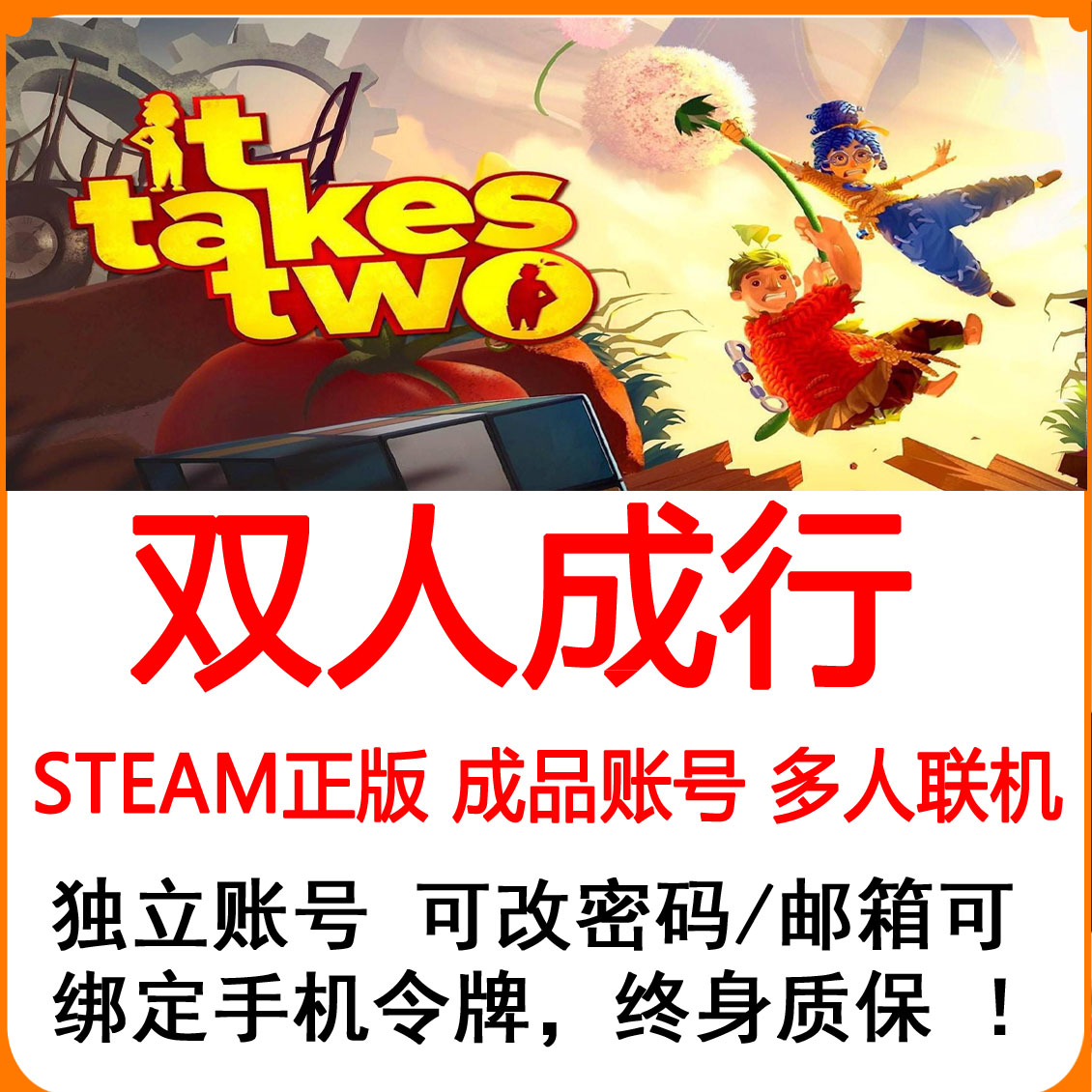 Steam正版双人成行 ittakestwo国区礼物激活码cdk通行证 成品账号