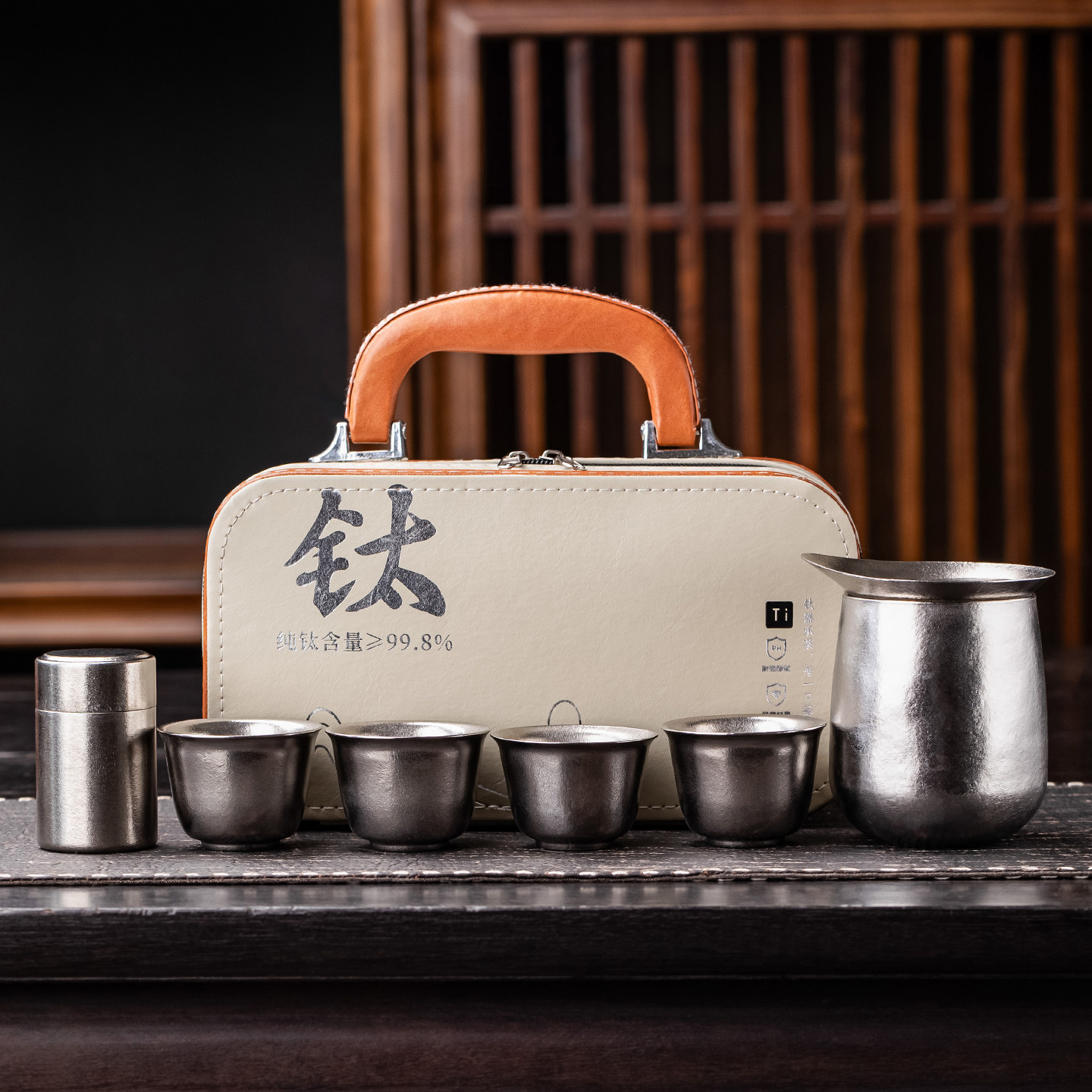 纯钛户外便携式旅行茶具套装图片