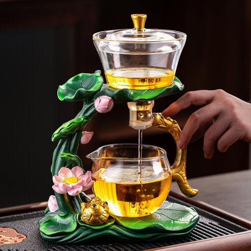 泥徒玻璃自动茶具套装
