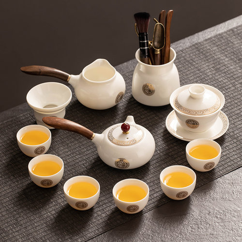 泥徒羊脂玉白瓷轻奢高档茶具