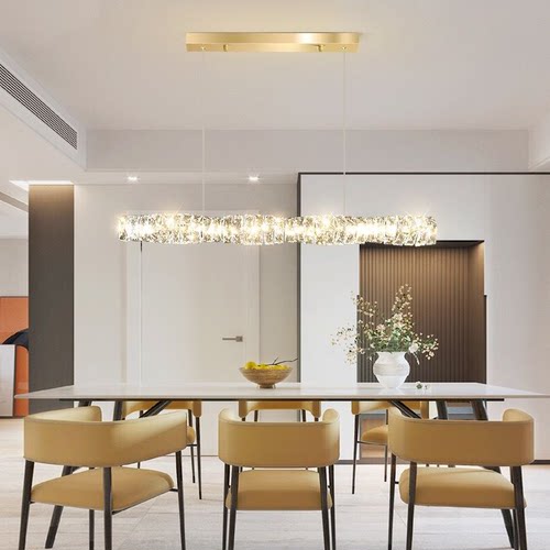 设计师现代轻奢一字水晶餐厅吊灯