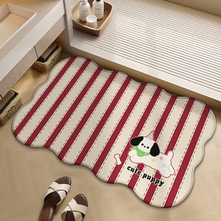 可爱卡通浴室地垫吸水速干防滑卫生间脚垫子门口防滑垫仿亚麻地垫