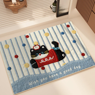 仿亚麻编织浴室地垫厕所卫生间门口吸水速干防滑脚垫洗手间地毯垫