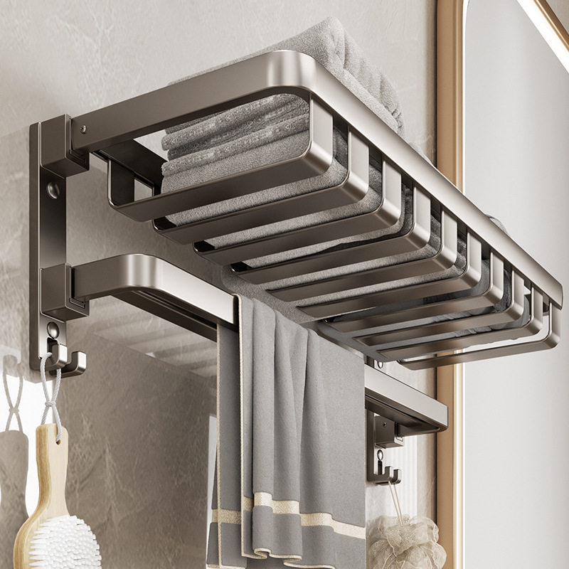 挂钩多功能枪灰太空铝浴缸置物架壁挂式免打孔毛巾架黑色简约百搭,家庭/个人清洁工具,浴缸置物架,淘宝优惠券,粉丝福利购,淘宝优惠卷