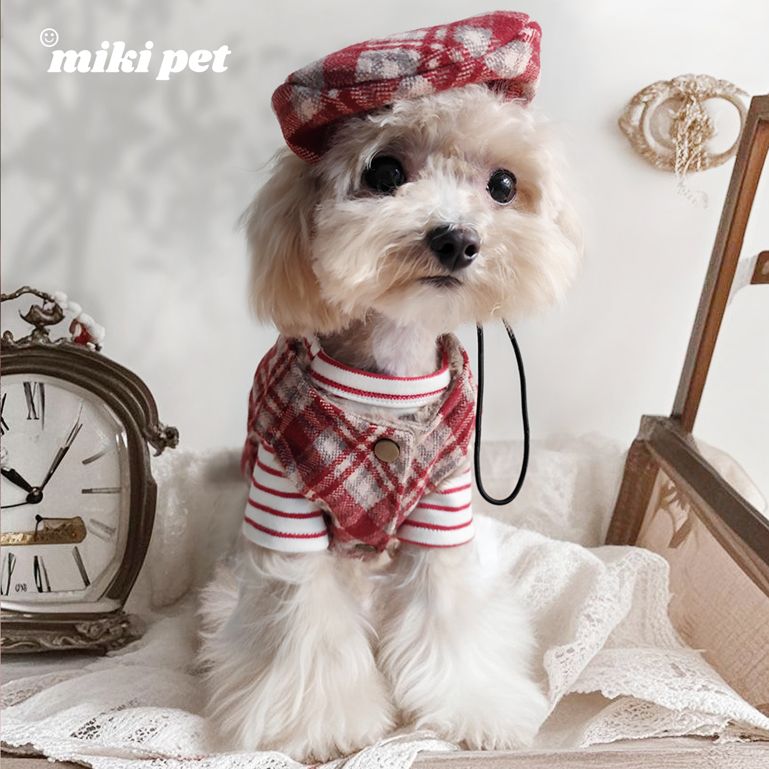 原创复古新年圣诞红色宠物马甲