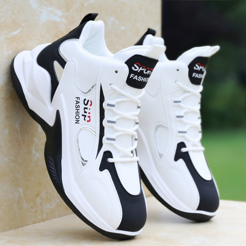 男鞋老爹鞋皮面防水男士运动鞋