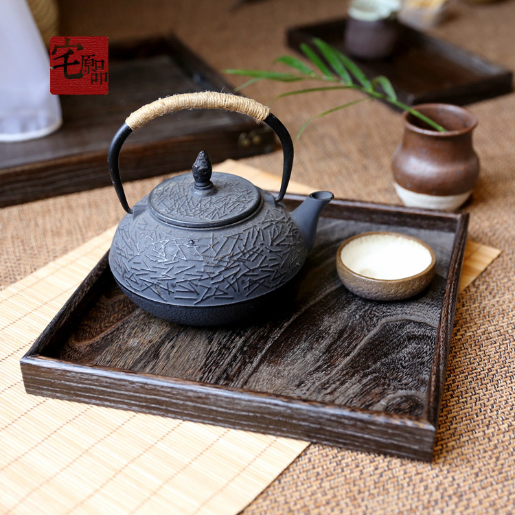 实木大号正方形出口日本原单茶盘图片