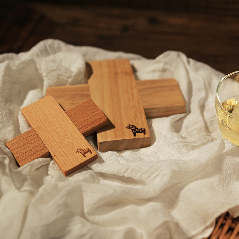 出口日本原单榉木实木杯垫隔热垫