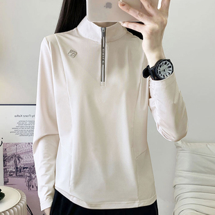 速干运动T恤女立领防晒长袖弹力透气轻薄休闲跑步健身上衣瑜伽服