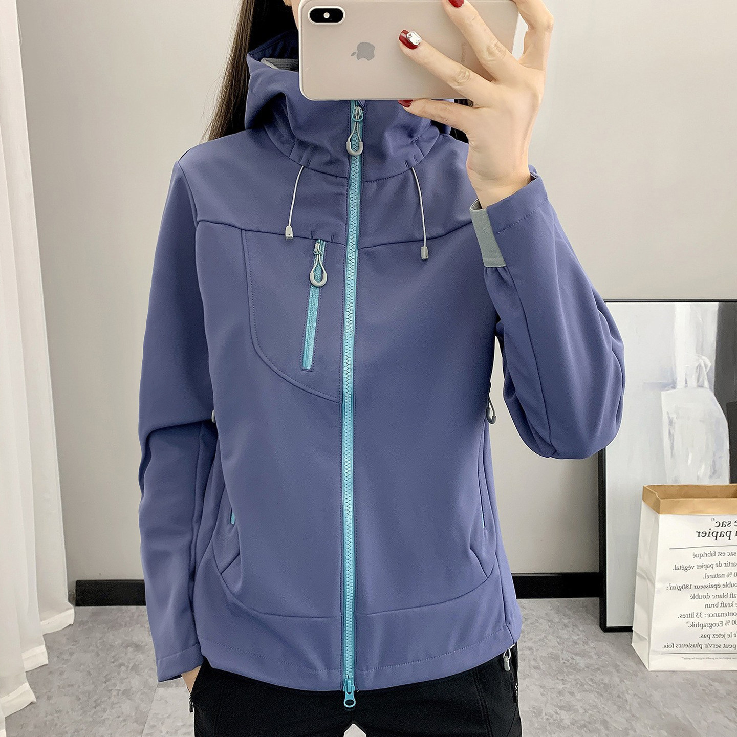 户外软壳冲锋衣女秋冬防风防水
