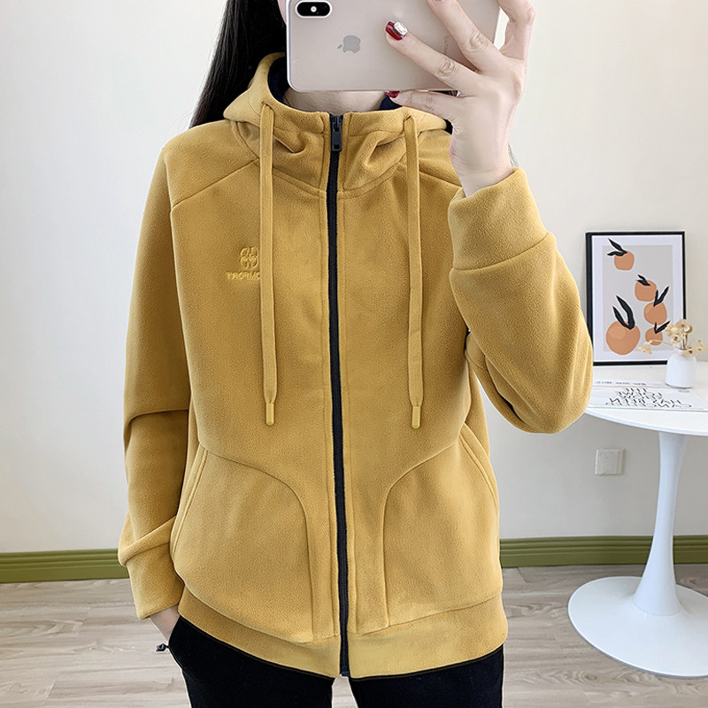 2025年新款秋冬季连帽卫衣女款加绒加厚运动休闲保暖开衫长袖外套