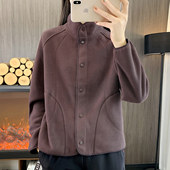 户外休闲衣女春秋冬季 加绒加厚保暖防风夹克运动摇粒绒抓绒衣外套