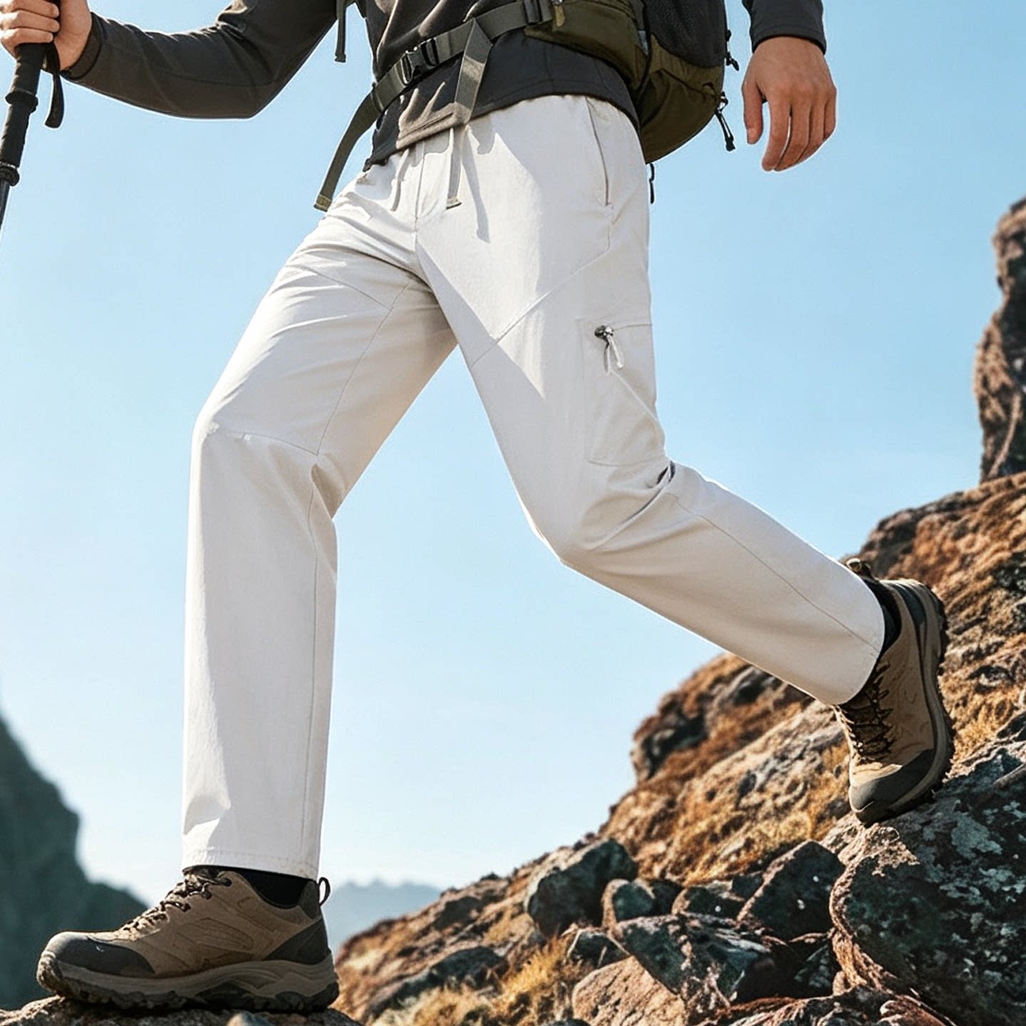 夏季户外速干裤男款轻薄透气运动休闲冰感徒步登山钓鱼防晒长裤子