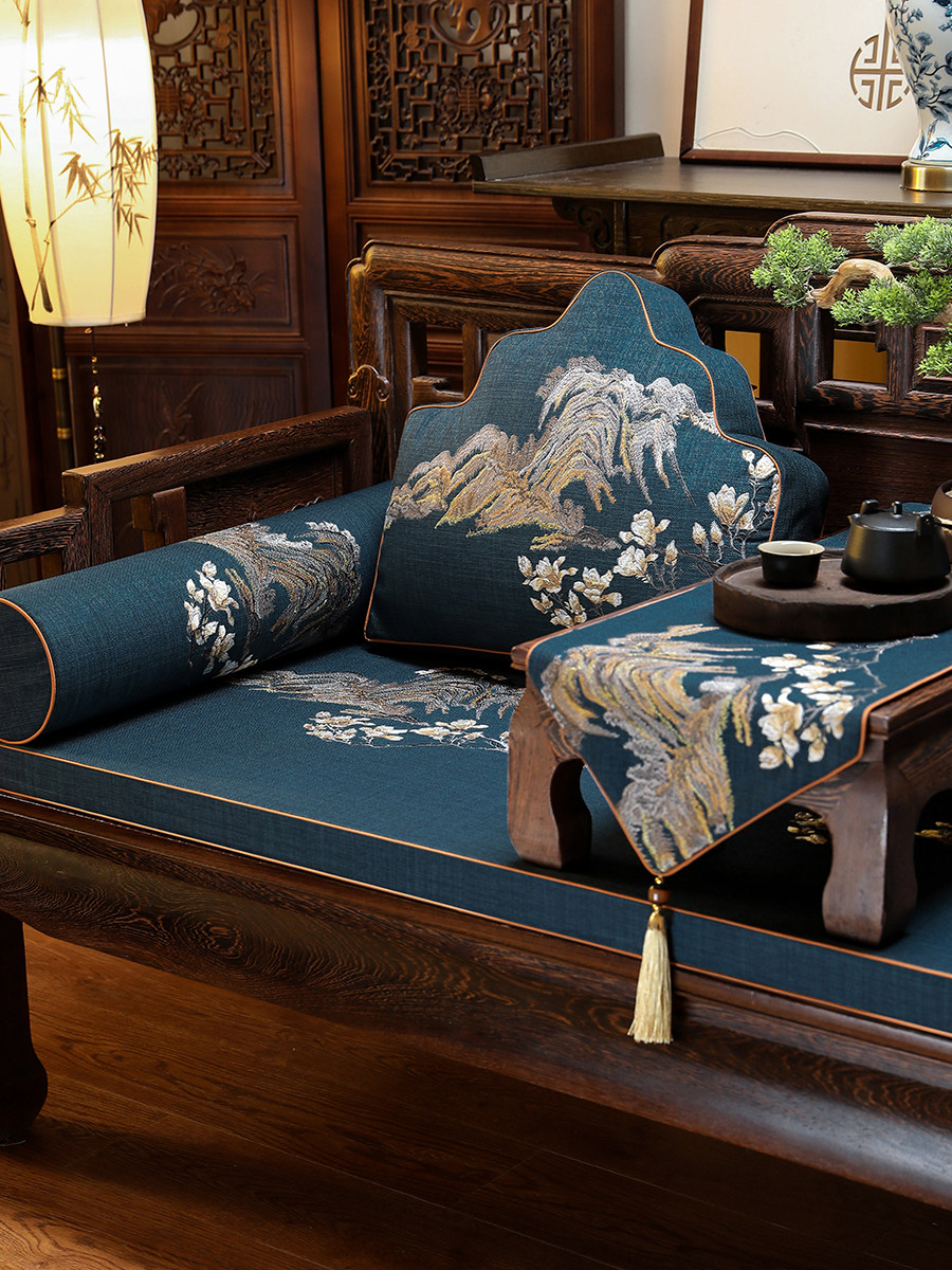 中式红木罗汉床坐垫实木沙发垫定制海绵垫乳胶椰棕防滑椅垫秋冬季