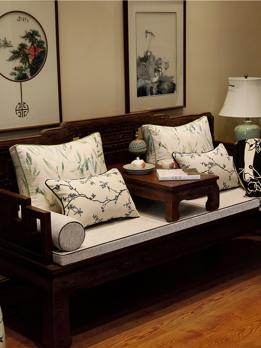 实木沙发垫新中式红木沙发坐垫罗汉床垫子靠背坐垫套防滑座垫定制