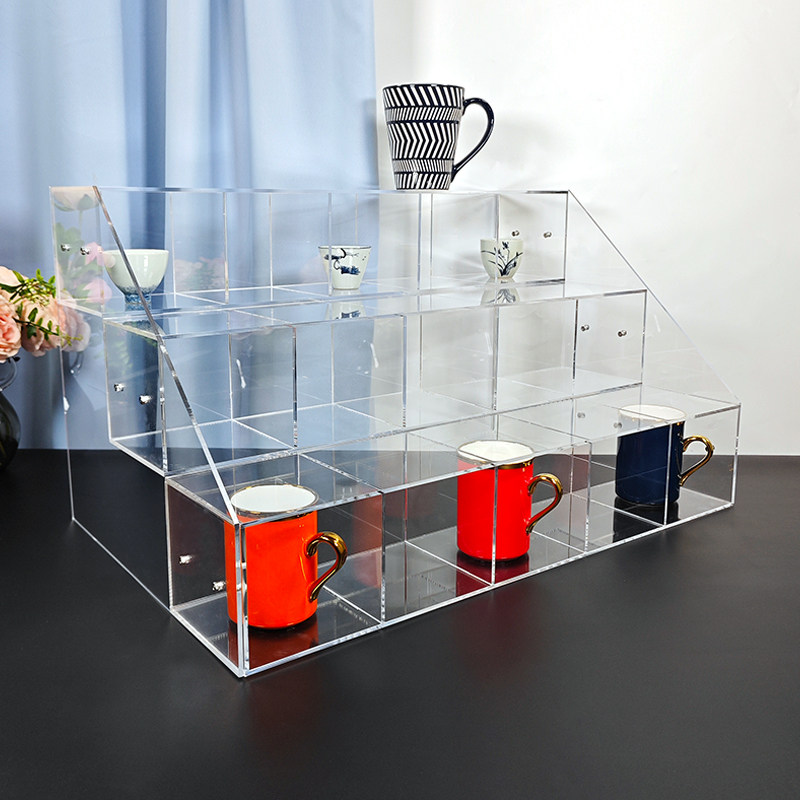 亚克力阶梯杯子展示架透明玻璃杯置物架马克杯收纳架茶杯酒杯架子