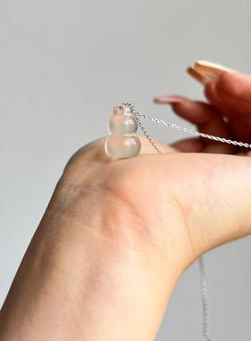 纯天然冰透玉髓葫芦吊坠高冰福禄挂件项链高冰白玉髓挂坠平安如意