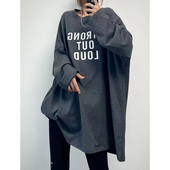 菲尔丹 打底长T恤801 纯棉高克重原宿风大版 港风英文落肩长袖 T恤