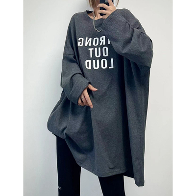 穿到200斤适中纯棉大版T恤长英文