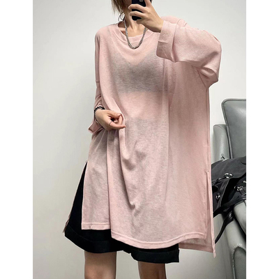 防晒大T薄竹节丝韩风长袖薄T恤