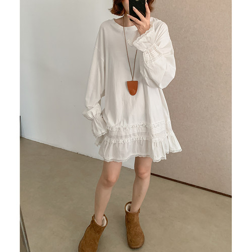 韩风蓬蓬裙棉料纯色宽松大版