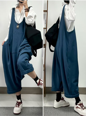 菲尔丹 港风买手连体裤 袋鼠兜松垮垮卫衣棉掉裆哈伦裤背带裤328