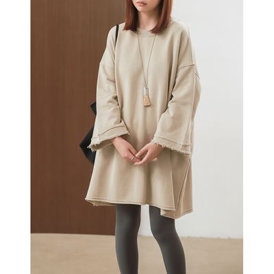 小圈卫衣棉八分袖盖臀大卫衣